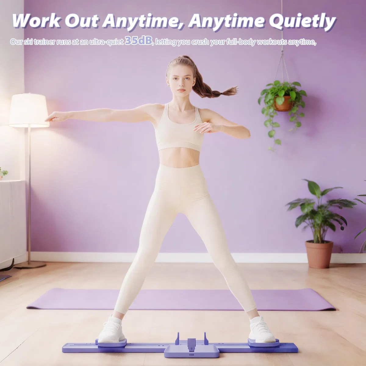 Machine de Ski 5-en-1, simulateur de Ski, entraîneur de Jambes Pliable, Appareil de Fitness Cardio pour la Maison, Planche Pilates Reformer pour sculpter Le Corps, renforcer Les fessiers
