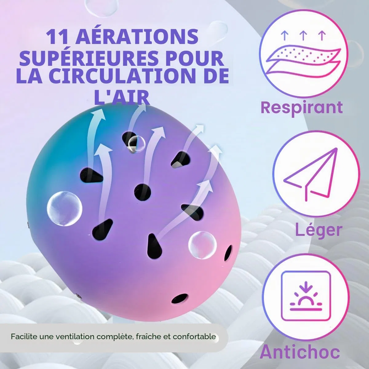 Casque Enfants Ajustable, Casque de Skate Casque de Vélo, Filles et Garçons Réglable, Mentonnière Ventilation Sécurité Léger Casque de Skateboard pour Vélo Skateboard Scooter