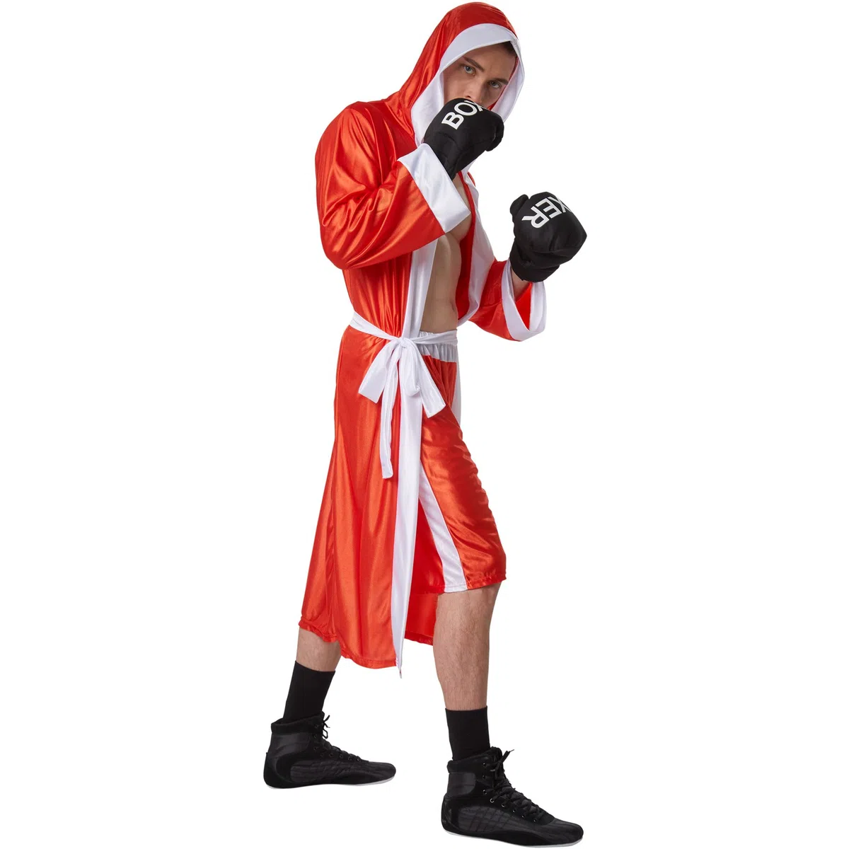 dressforfun Costume de Boxeur pour Homme | Costume Deux pièces de Boxeur | INCL. Ceinture à Lacer et Gants de Boxe à Fermeture à Scratch (Rouge | L | no. 301836)