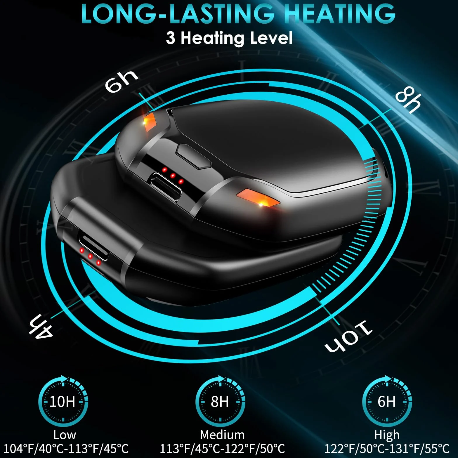 Chauffe-Mains,Chauffe-Mains magnétique Rechargeable 2 en 1,6000 mAh Chauffe-Mains Portable,Chauffe-Mains réutilisable avec écran LCD,pour extérieur,pêche,Golf,Camping,Cadeaux Chaleureux