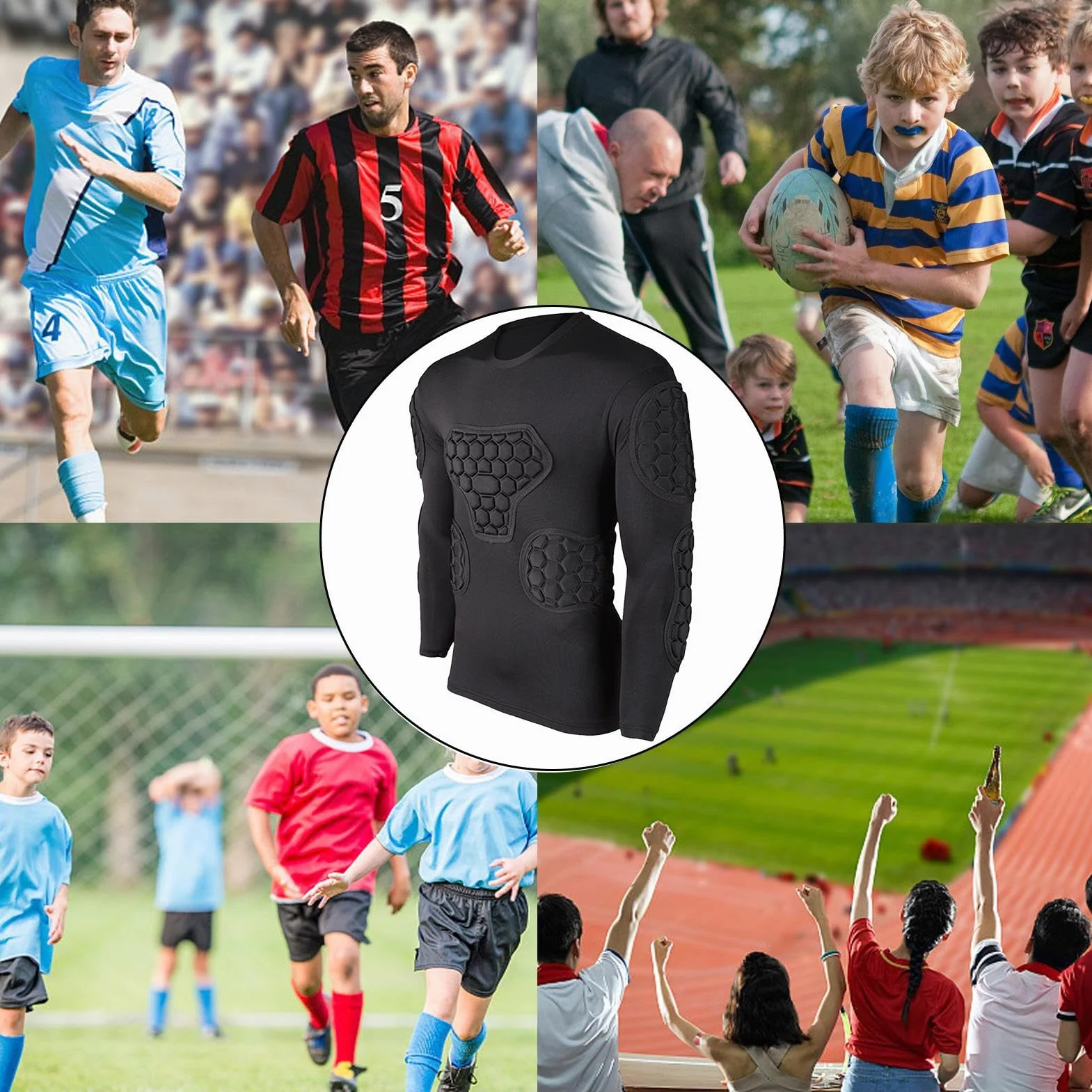 Maillot Gardiens De Foot Rembourré Hommes, Haut De Compression Hommes Foot, Chemise Rembourrée De Soccer pour Adultes Et Enfant – Chemises Rembourrées pour Football, Basket-Ball