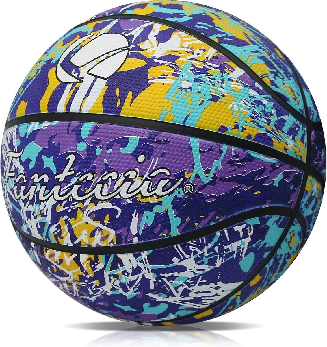 Ballon de basket taille 5 avec pompe, Street Training Ballon de basketball pour débutants, adolescents et adultes (caoutchouc/graffiti)