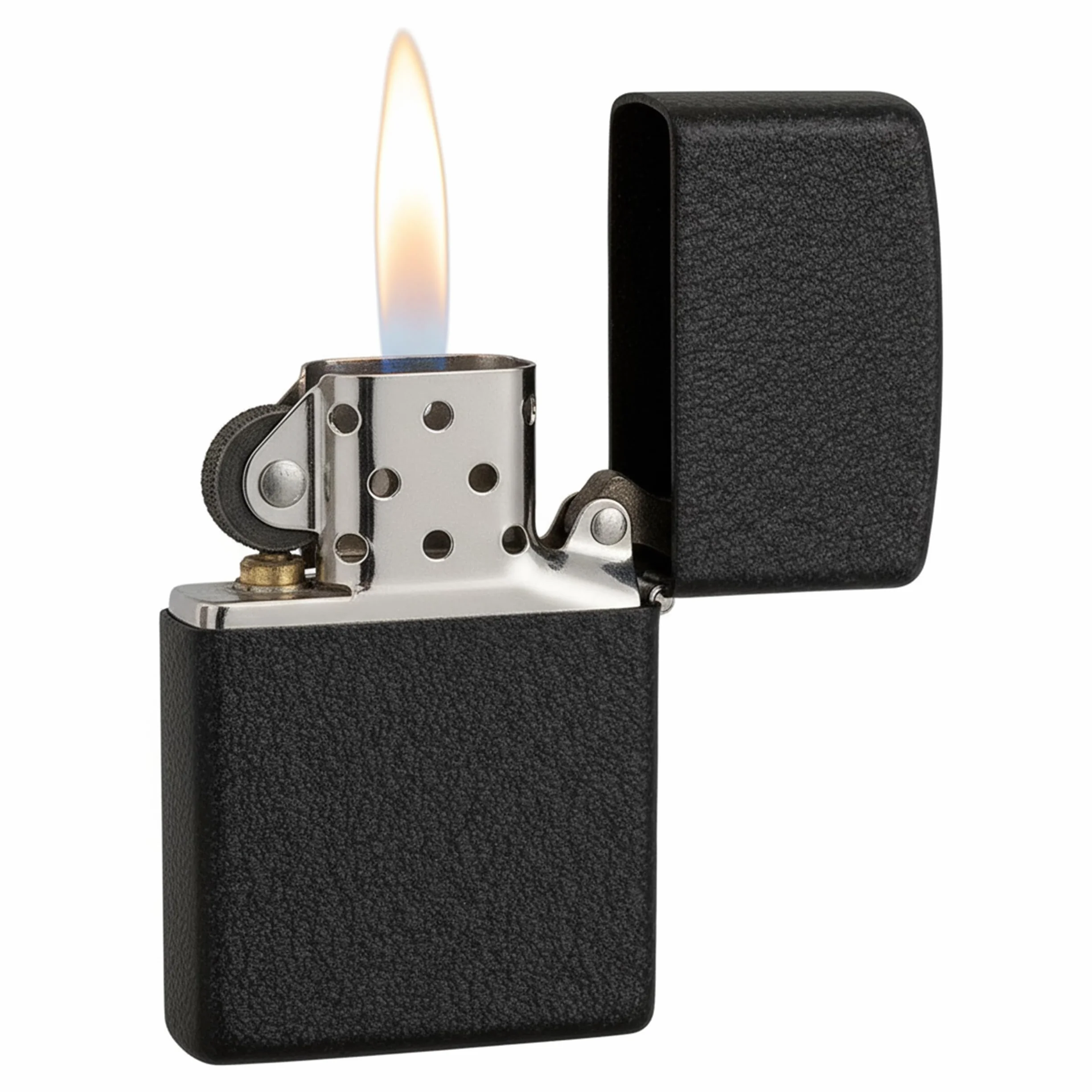 Zippo - Briquet Tempête Crépi Noir (Black Crackle), Modèle De Base, Rechargeable, Réutilisable, Résistant Au Vent, Coffret Cadeau, Fabriqué Aux États-Unis