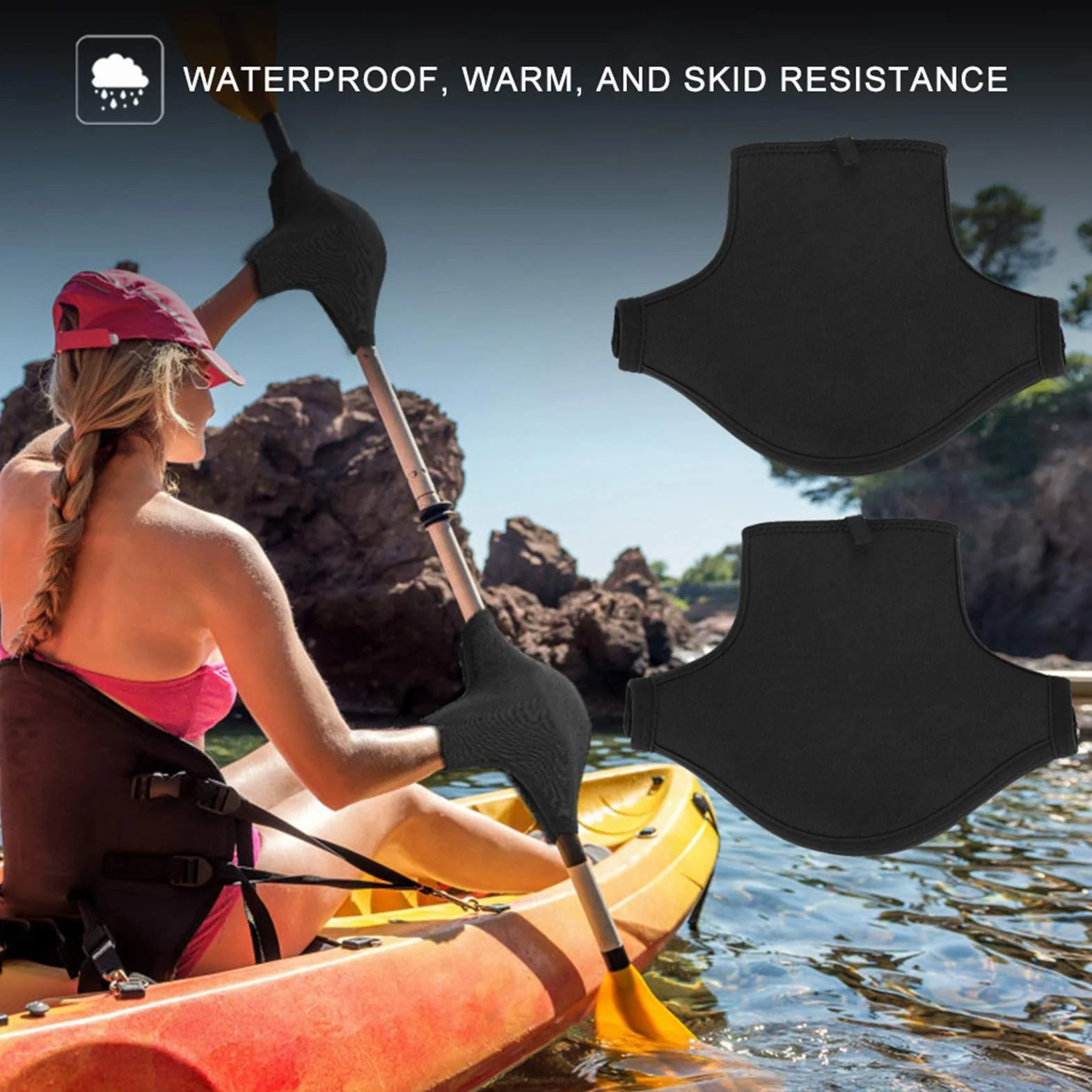 Fydun Gants de Kayak Pagaie, Gants de Mitaines de Pagaie en Néoprène pour Kayak de Mer Canoë Paddle Kayak Rafting en Eau de