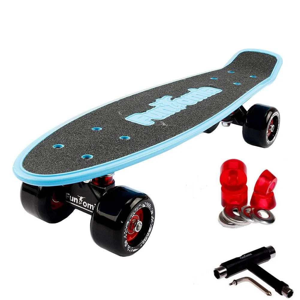 FunTomia® Planche à roulettes Big Wheel Mini-Skateboard 57cm - avec roulements ABEC-11 - Style Retro Cruiser en Plastique