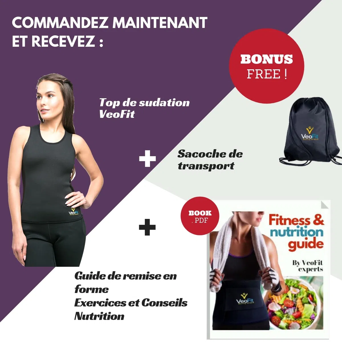 VeoFit Débardeur de Sudation - Gilet: Vêtement Haut Minceur - Top Femme Tonifie Le Ventre et Les Hanches pour Une Peau Plus Ferme et Une Silhouette affinée