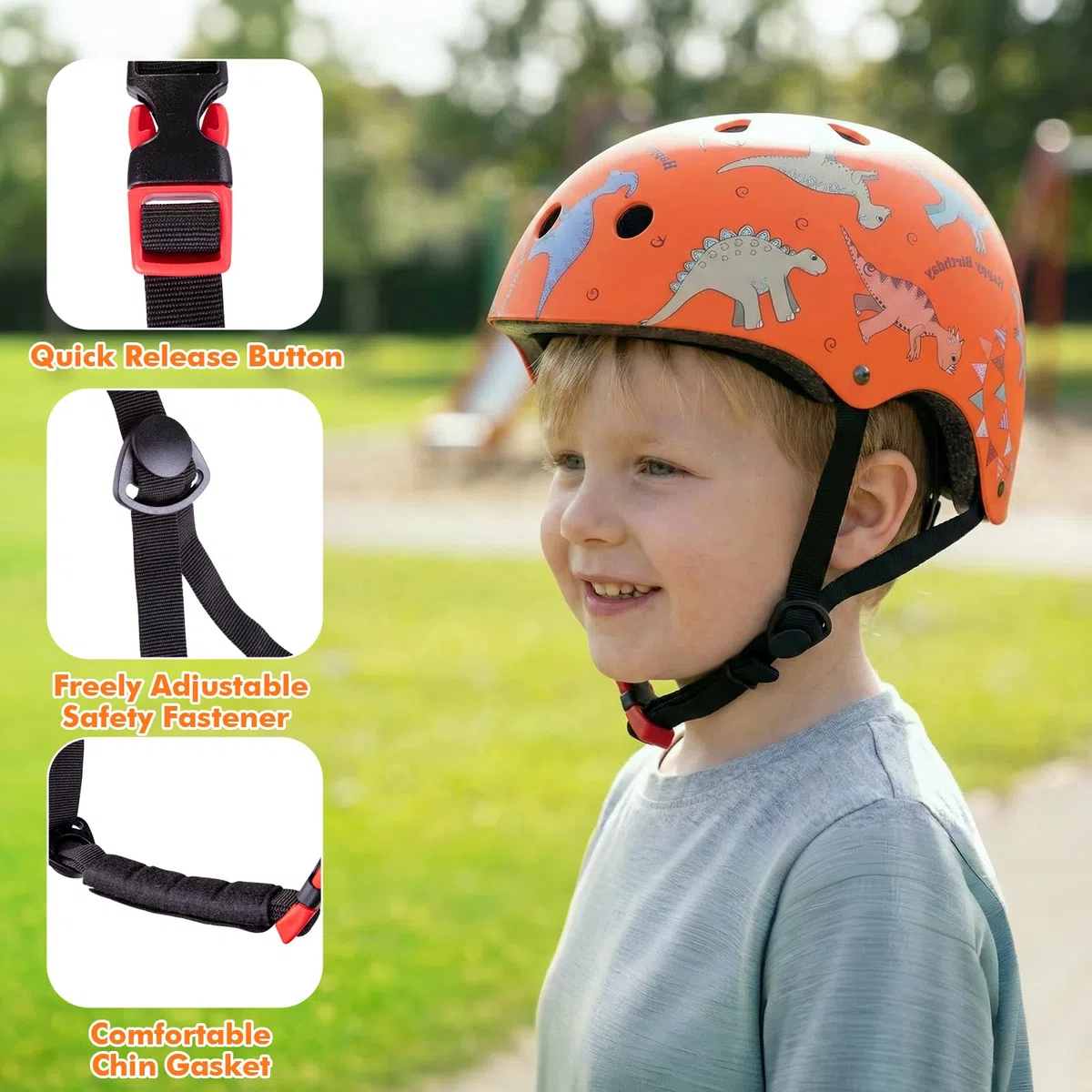Wdmiya Casque Vélo Enfant Filles Garçons Casques Enfants 2-6 Ans Casque Ajustable Ptotection pour Cyclisme Roller Skateboard Scooter Trottinette Dinosaur