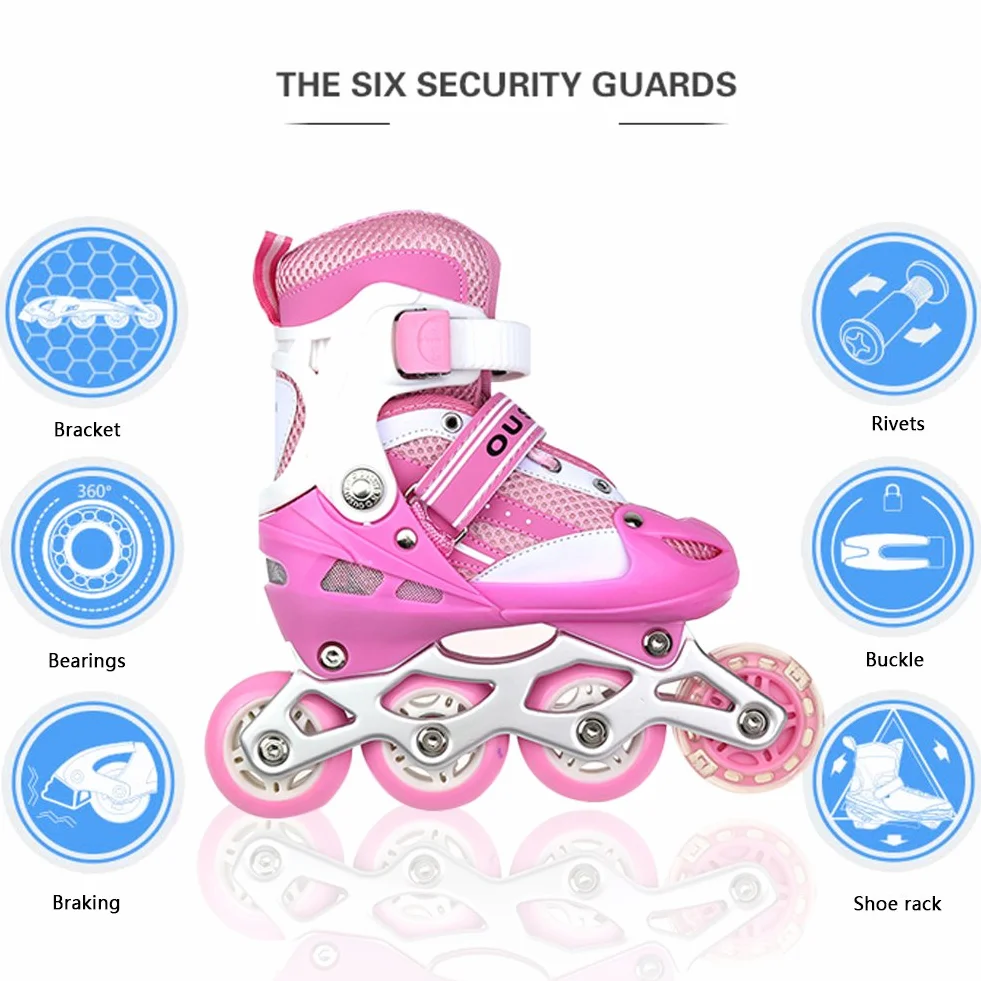 Rollers en Ligne Enfant, Rollers en Ligne Garcon&Fille, Rollers en Ligne Ajustable Taille Réglable (Taille 35-38) ABEC 7, Roller Enfant 4 Roues