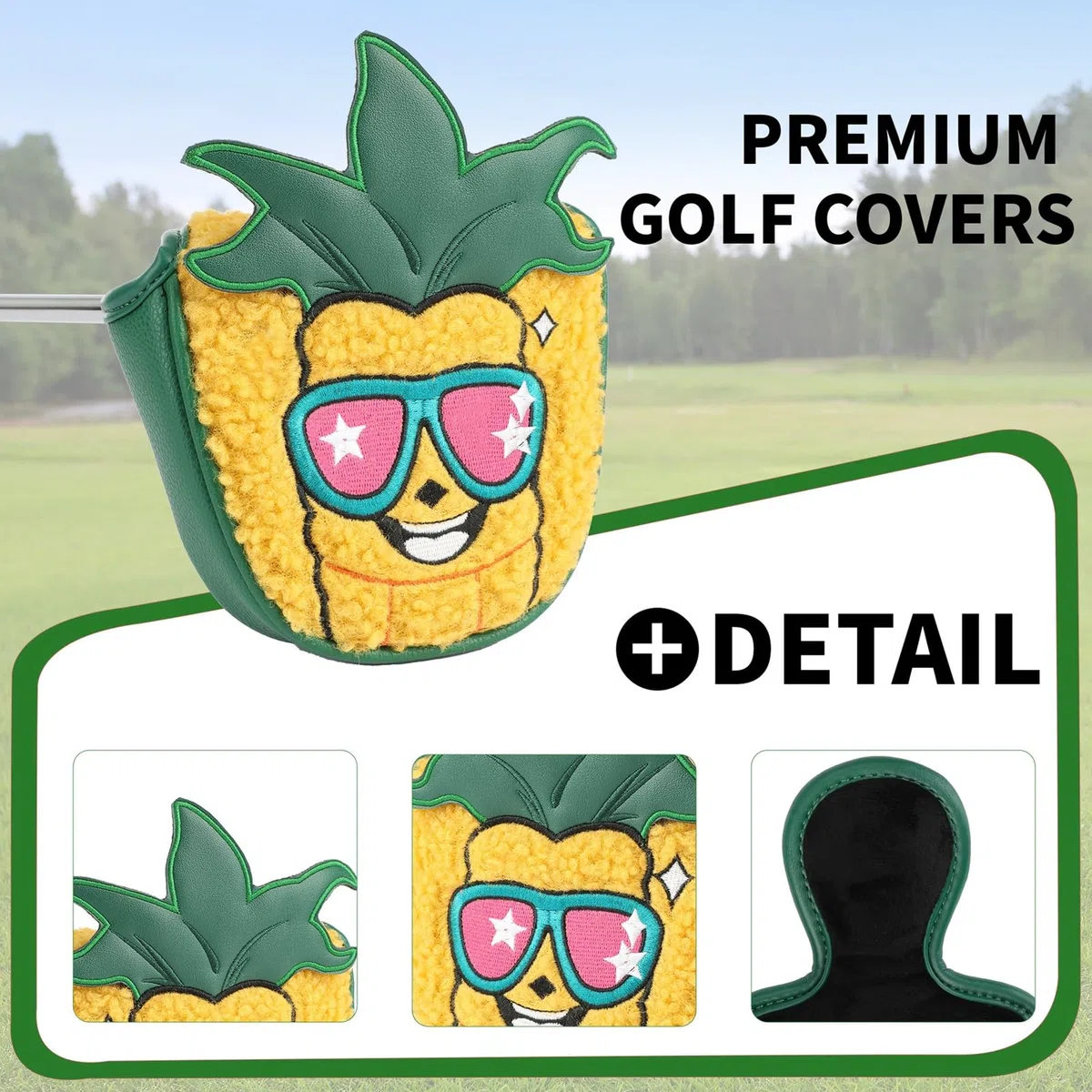 Luocute Couvre-tête de Club, Couvre-Chef de Protection en Cuir PU en Forme de Maïs avec Un Design Magnétique Puissant, Chef de Putter de Golf Amusant pour L'entraînement des