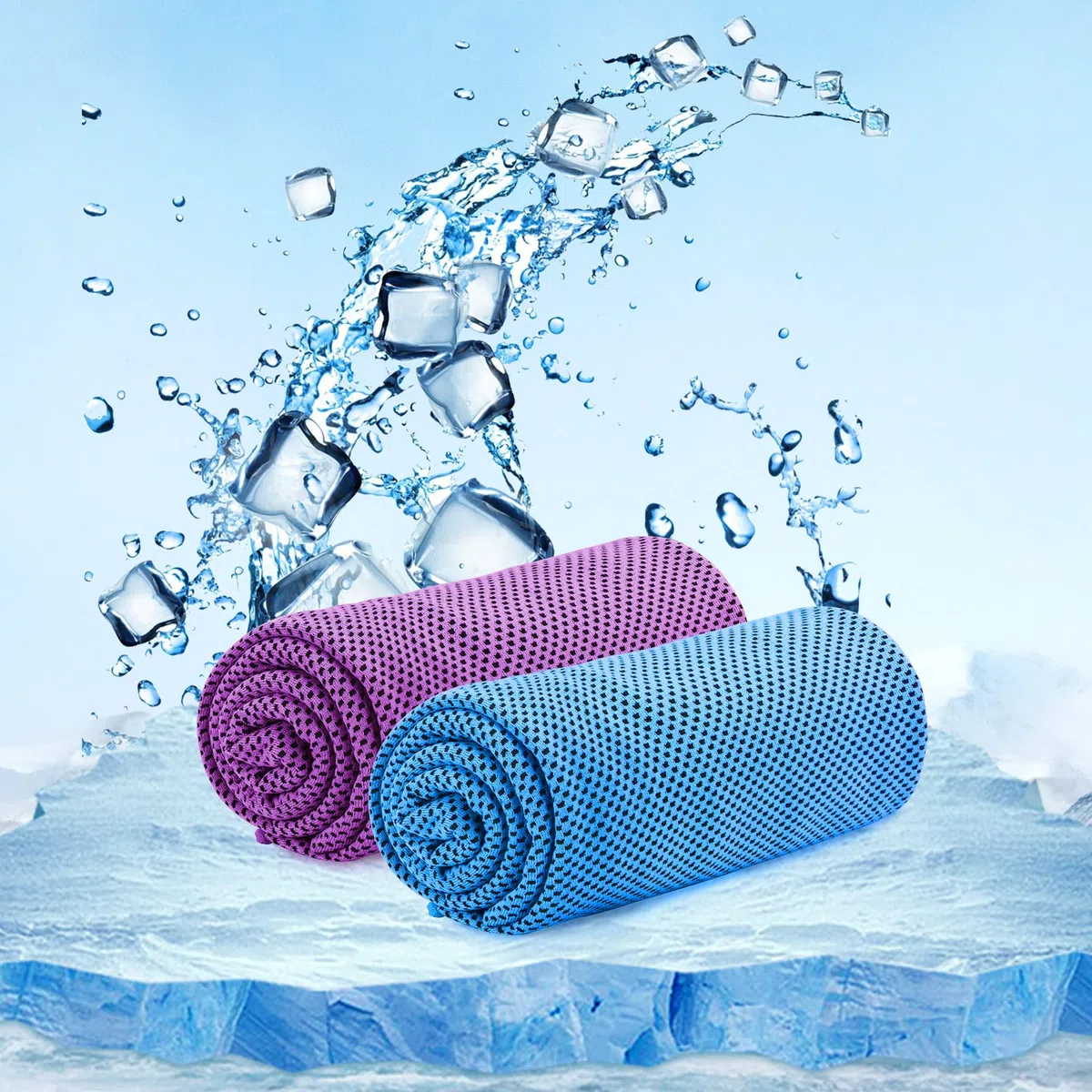 Sukeen Lot de 2 serviettes rafraîchissantes (100 x 30 cm) – Serviette rafraîchissante pour fitness, gym, golf, yoga – Serviette de sport rafraîchissante pour le cou