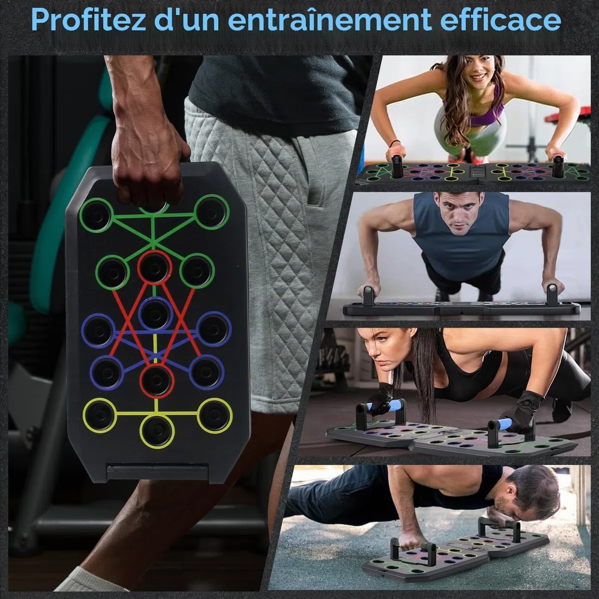 Planche de Pompes Pliable avec Compteur Intelligent, Tapis de Push Up Multifonctionnel Poignées Antidérapantes pour Musculation, Fitness Maison et Entraînement Complet du Haut du Corps