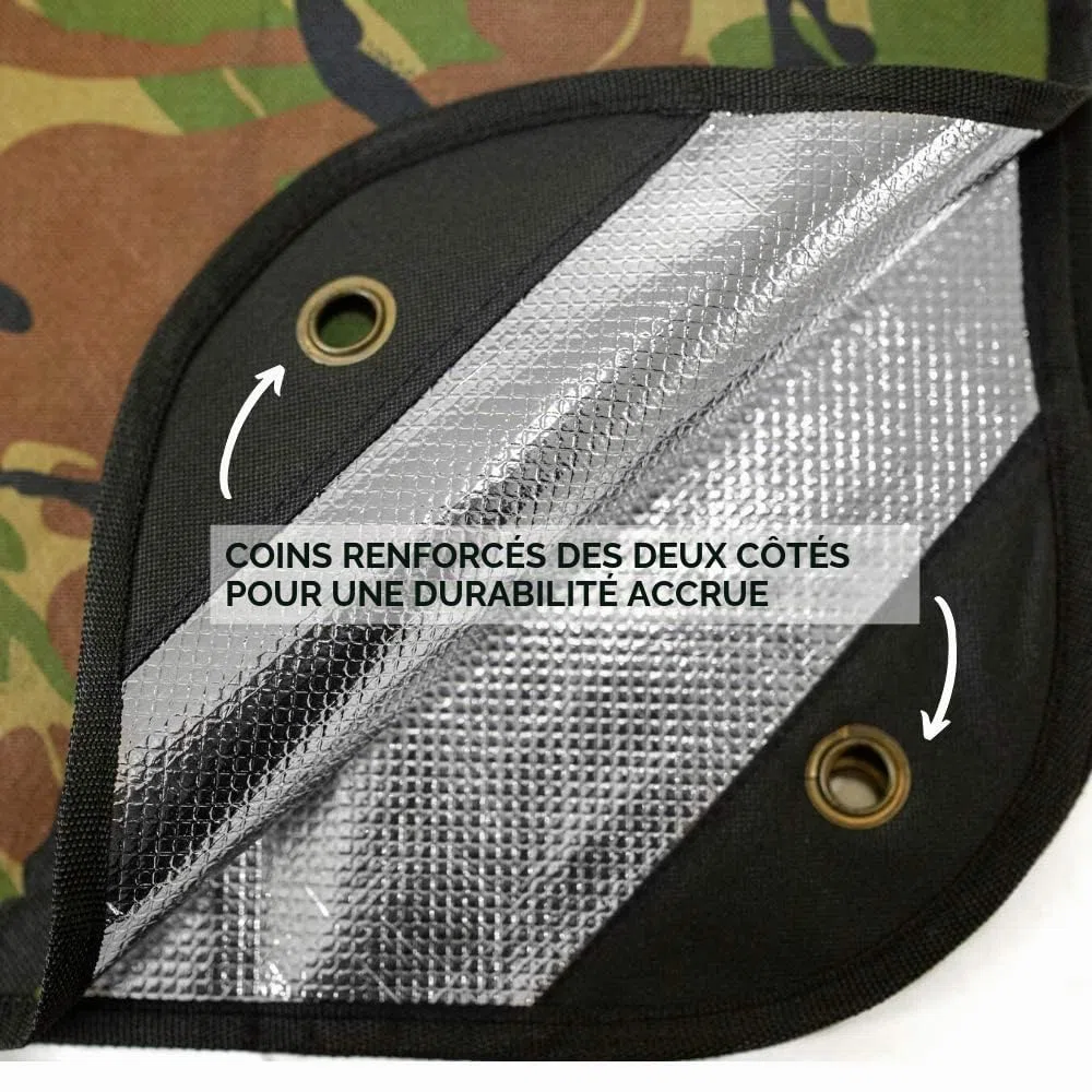 Arcturus Couverture de Survie Robuste – Bâche Thermique réfléchissante – 152,4 x 208,3 cm – Couverture d'urgence réutilisable pour Voiture ou Camping (Camouflage boisé)