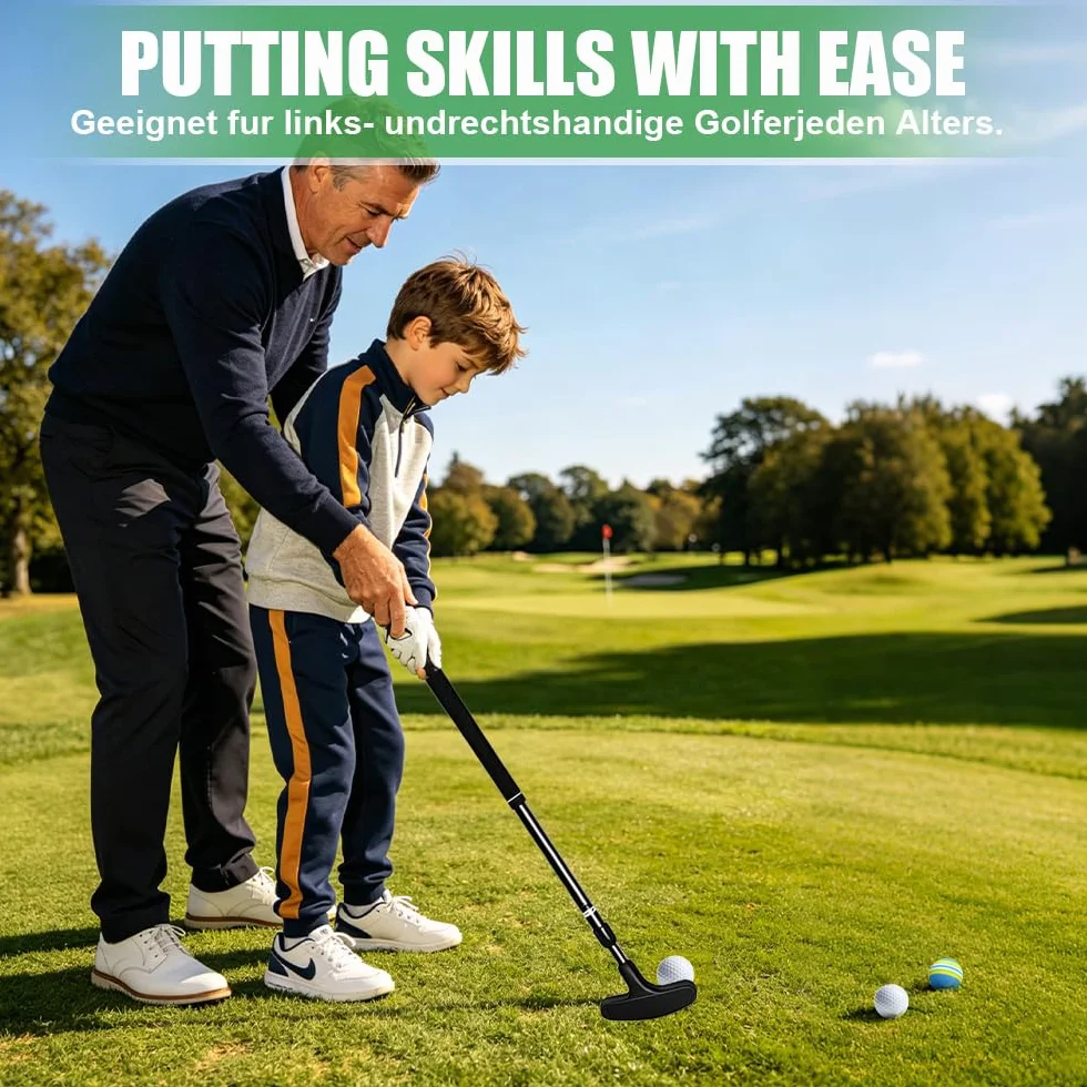 Putter de golf réglable, 1 putter de golf avec 4 balles et 1 trou pour drapeau, ambidextre pour droitiers et gauchers, mini golf pour la maison, idéal pour les adolescents et les adultes