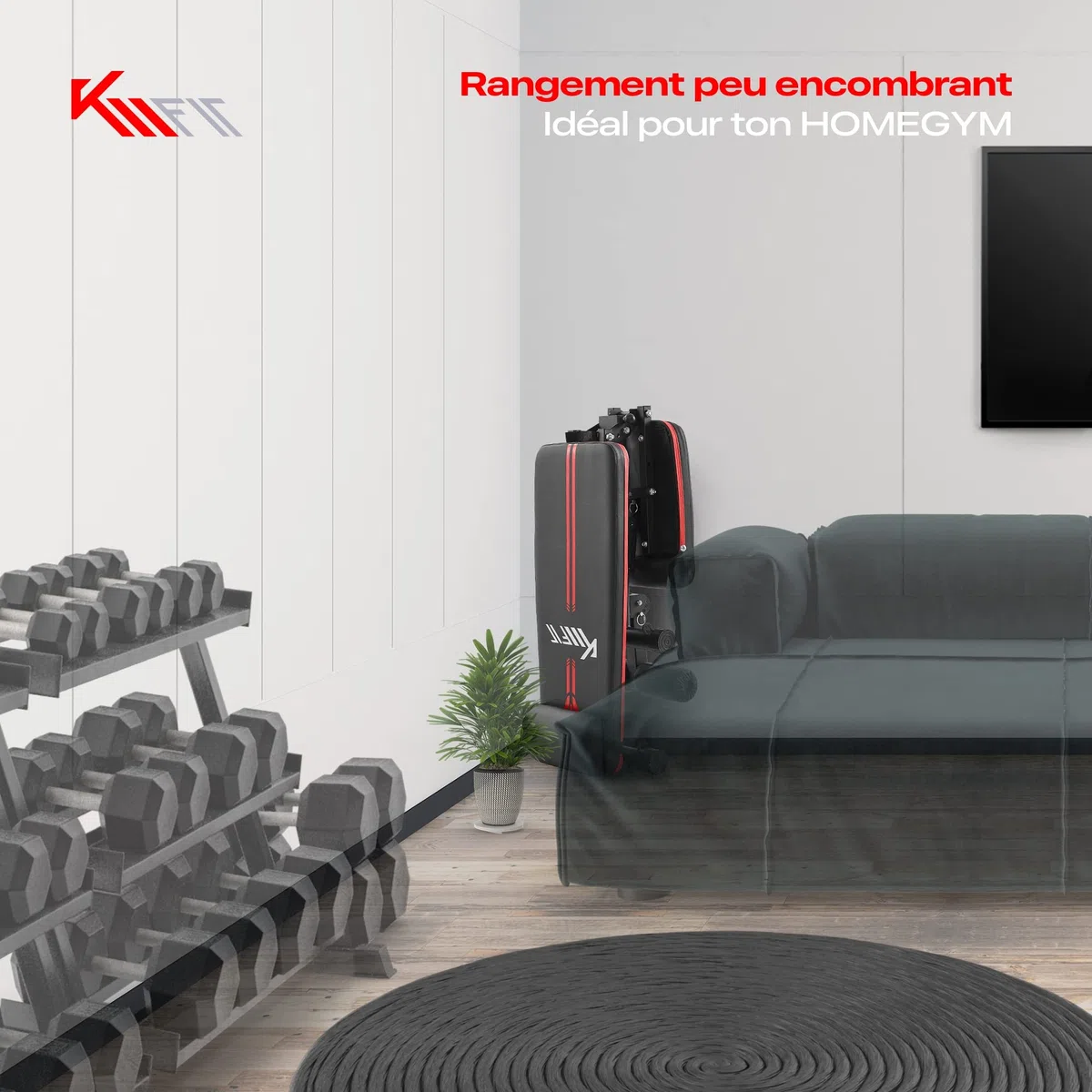 KM-Fit Banc de musculation pliable Multifonction Training Banc de fitness | Dossier réglable en 6 positions | Siège réglable en 3 positions | Surface EVA respirante