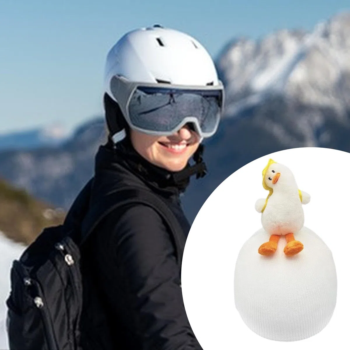 Fenteer Couvre-Casque de Ski Tricoté Accessoire Adorable Casque Universel Respirant Élastique Protection Décoration Douce Adapté Aux Sports d'hiver Vacances S, Blanc