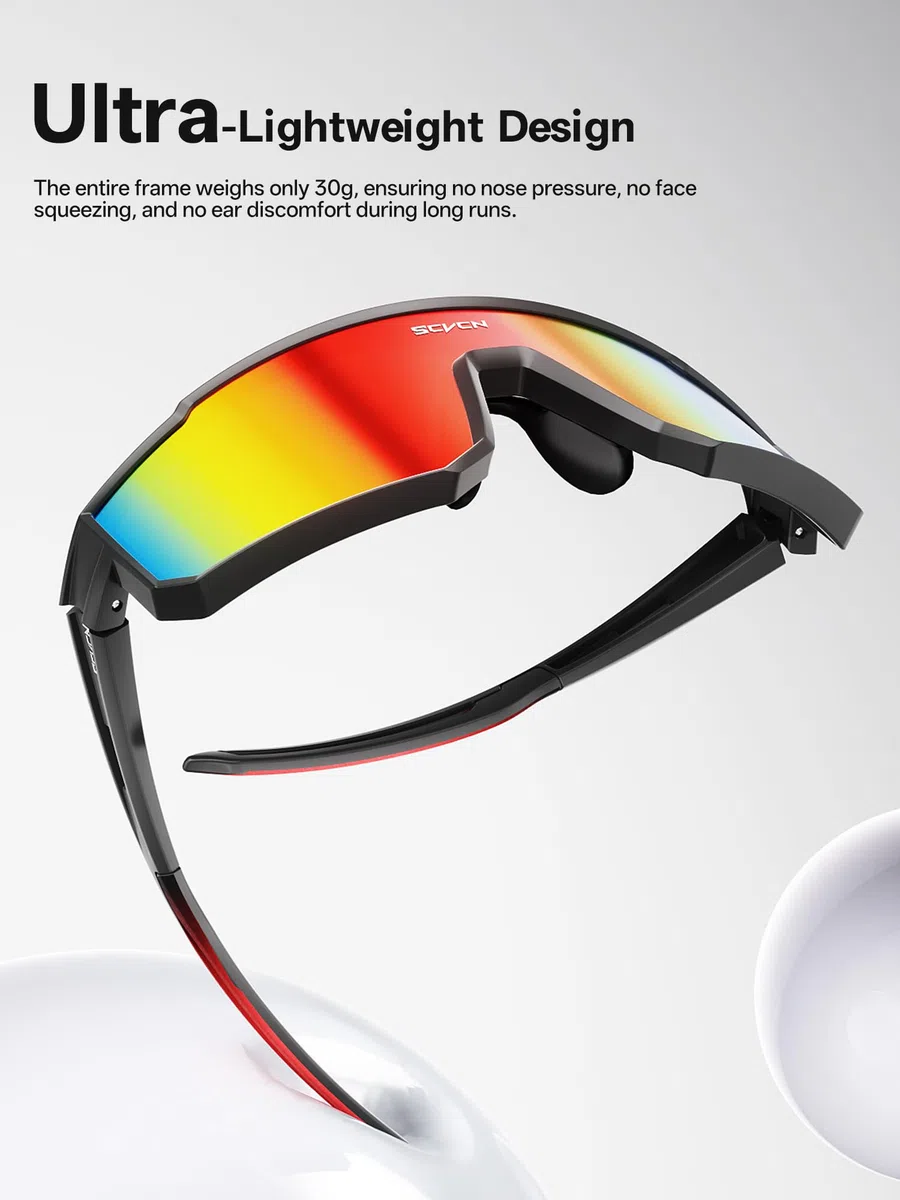 SCVCN Lot de 5 lunettes de cyclisme pour homme et femme, lunettes de vélo enveloppantes 31,6 g avec plaquettes de nez fixes antidérapantes, verres miroir UV400 pour route, VTT