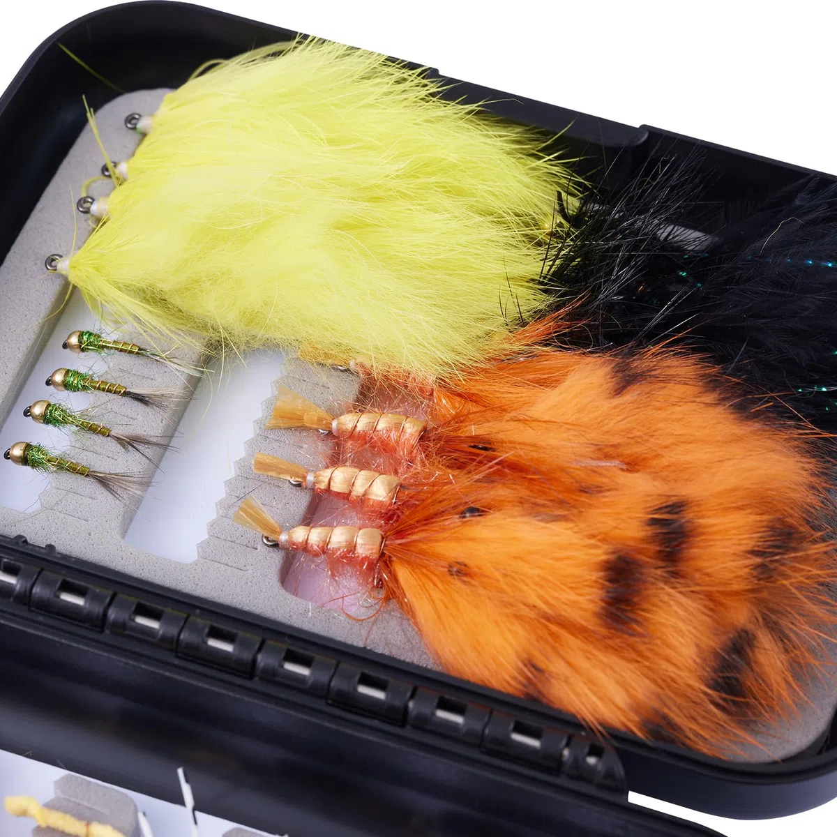 BASSDASH Mouches humides pour la pêche à la truite et au saumon avec boîte à mouches