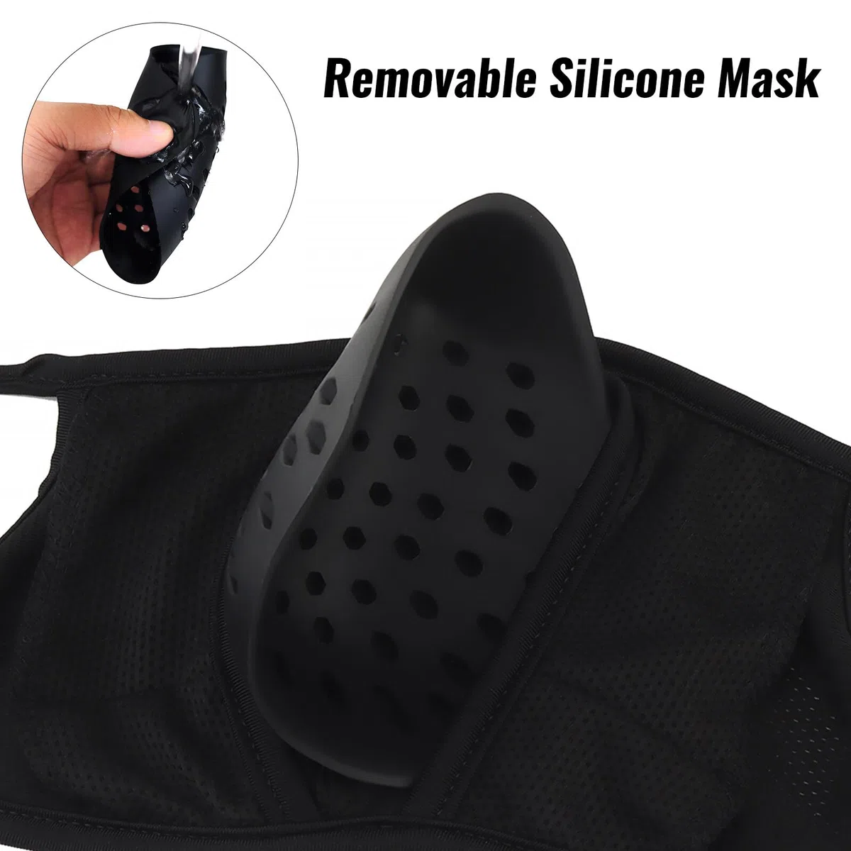 Qavctw Masque de tir Tactique Pliable Airsoft en Silicone Respirant Oreilles Libres Demi-Visage Masque Militaire en Maille pour tir, équitation, Escalade, Paintball, Chasse (M-Noir)