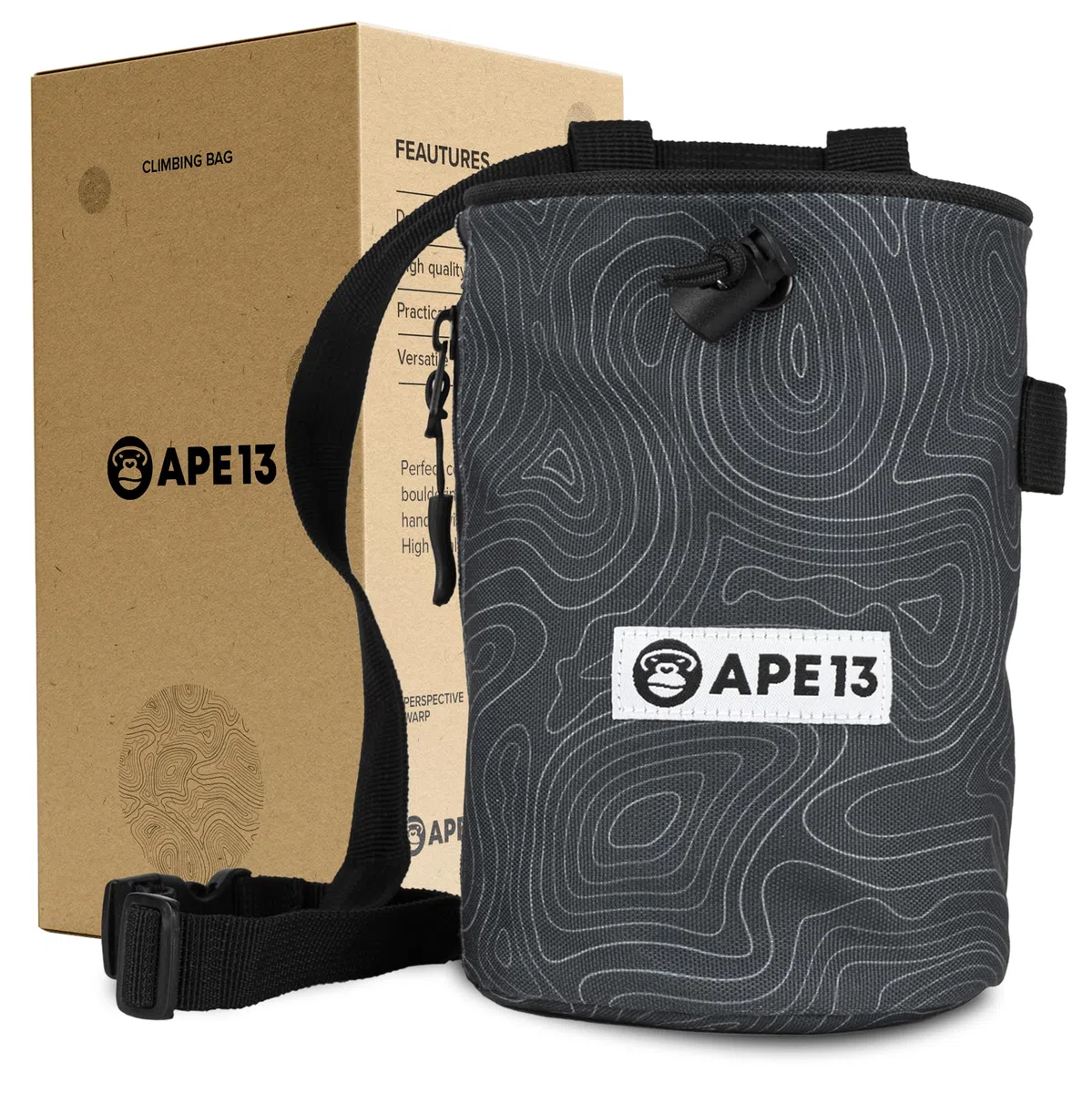 Sac à Magnésie pour l'Escalade et le Boulder - Kit Avec Sangle, Support pour Brosse - Grand Sac de Magnésium pour Chaux/Craie