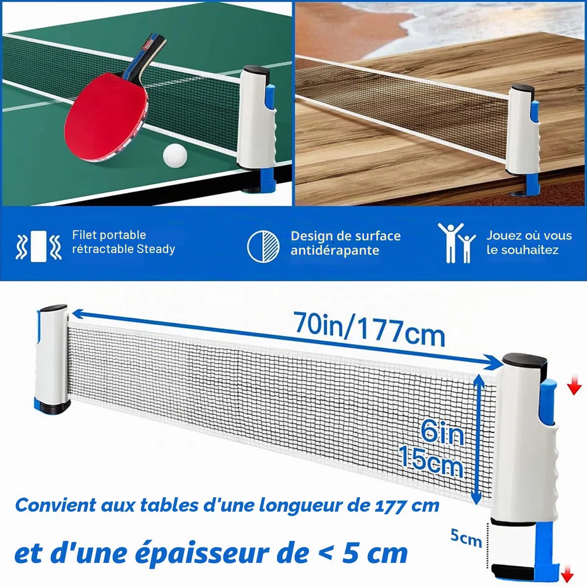 Ensemble de Raquettes de Ping-Pong de Table avec Raquettes de Ping-Pong, Balles et Sac