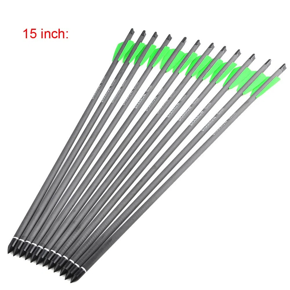SHARROW Flèches d'arbalète en Carbone 15 Pouces 7.5 Pouces Boulons d'arbalète Spine 400 Flèches pour Arbalète
