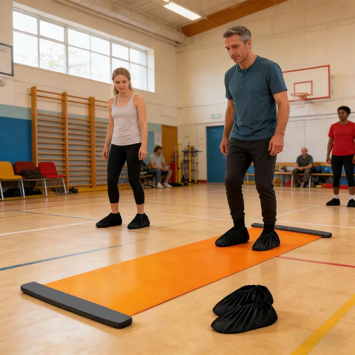 Indoor Fitness Slide Board | PP/PE/PVC, 200 x 50 cm, design silencieux | Full Body Gliding Trainer For Skating & Ski Conditioning | & Cardio Exercise Mat With Shoe Covers
