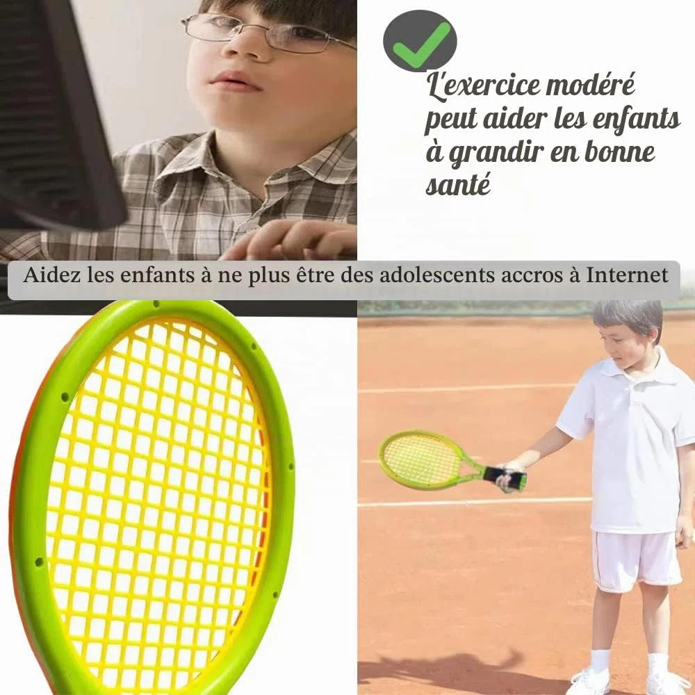 Raquette de Tennis pour Enfants avec Sac 2 Raquettes en Plastique avec 2 balles en Mousse Raquette de Tennis Ensemble Cadeau pour Enfants en Plein air et intérieur Sport intérieur extérieur