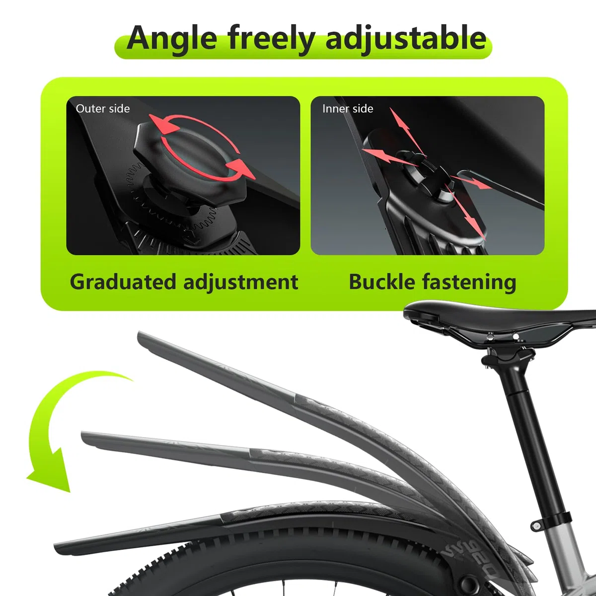 auvstar Garde Boue VTT,Garde Boue Velo Route Avant et Arrière,Ensemble de Garde Boue de vélo,Protection Contre Les Eclaboussures et la Saleté,Convient pour Les Roues de 26/27.5/29 Pouces