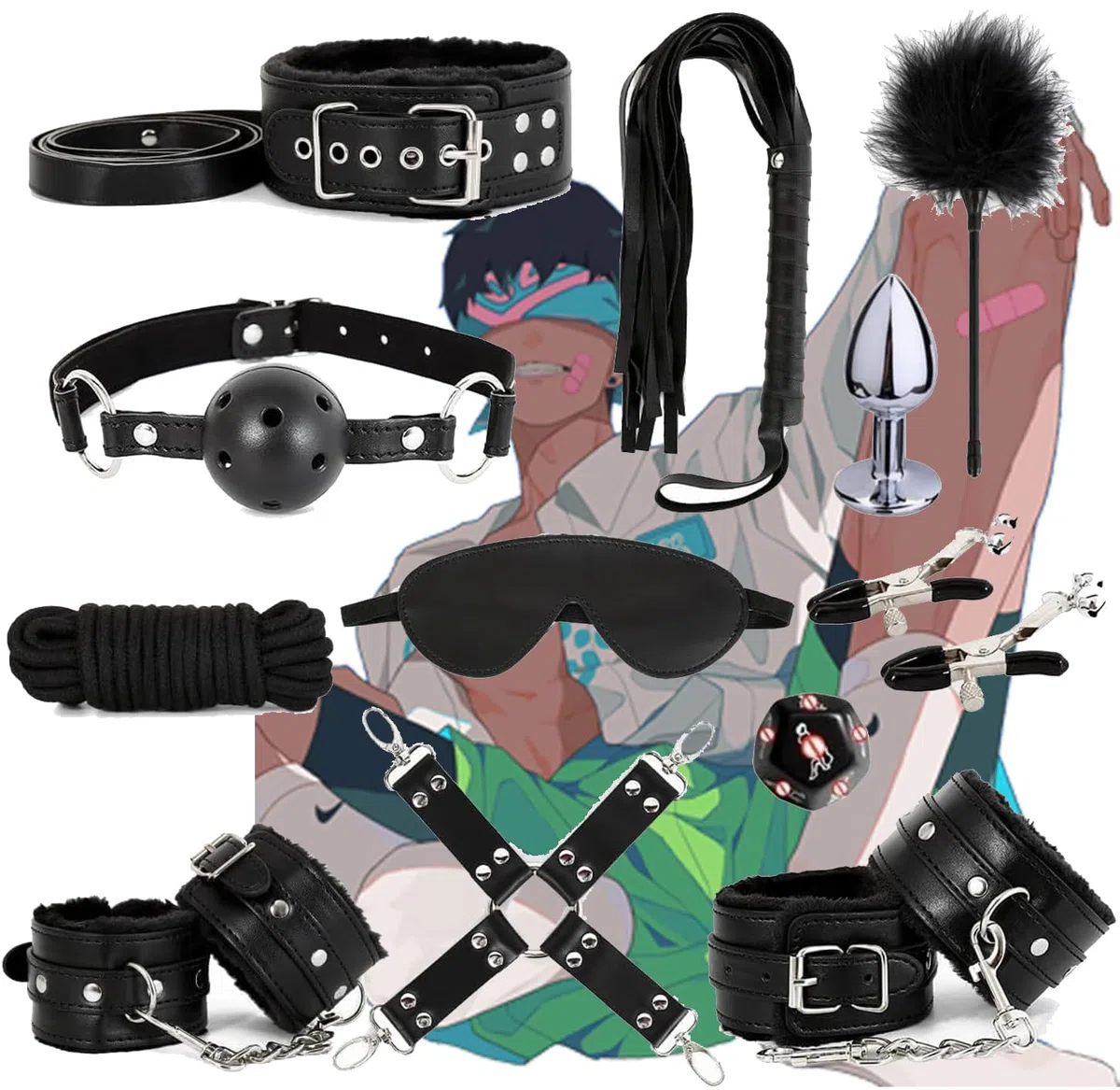12-en-1 Ensemble De Yoga Réglable En Cuir Noir Multifonctionnel Pour Les Chevilles, Les Ligaments Élastiques, Le Pilates, Les Poignets Et L'entraînement Athlétique, Cadeau Original - K6