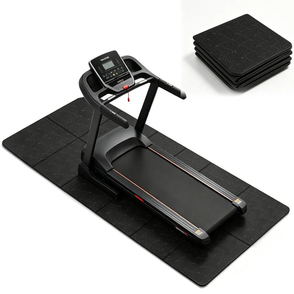 Tapis De Protection De Sol pour Appareil De Fitness, 183x61 cm, 6 mm D'éPaisseur Tapis De Fitness Pliable en PVC pour Moquettes Et Parquets, AntidéRapant Et ImperméAble, Compatible avec Tapis