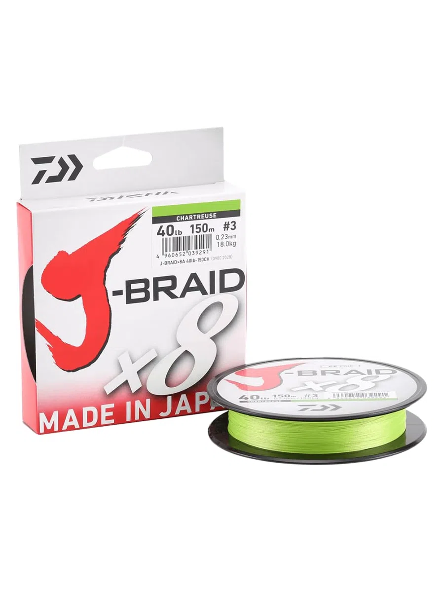Daiwa J-Braid 8 Braid 300m Chartreuse - Ligne de pêche tressée