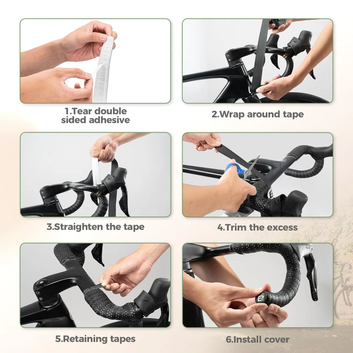 ROCKBROS Deux Rouleaux Bande de Guidon Vélo de Course, Super long 220cm et Epaisseur 3mm, Bande de Poignée Autocollante pour MTB Gravel Vélo de Course et Urban Cycling, Accessoires