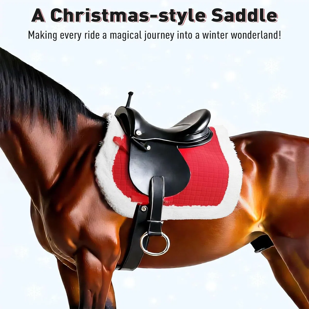 Lot De 6 Tapis De Selle De Noël Avec Fausse Fourrure, Costume De Noël En Peluche Douce, Un Chapeau De Père Noël Pour Chevaux Et Un Tapis De Selle Western Polyvalent Pour Les Fournitures De Noël.