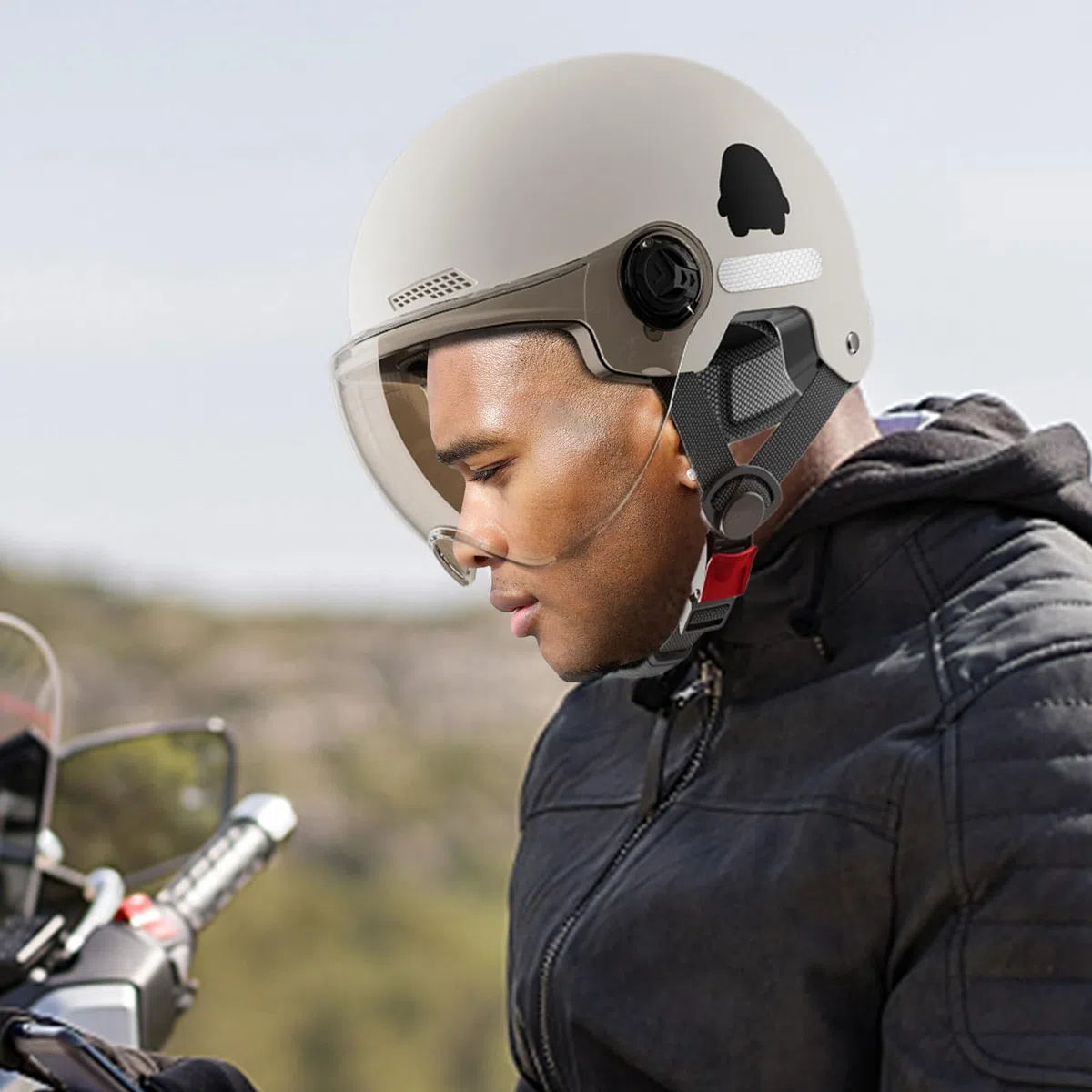 Casque Style De Protection, Unisex Casques De Cyclisme,Casques Trottinette Électrique avec Visière C-asques Trottinette Electrique Adulte, C-asque Vélo pour Offrant Une Conduite Confortable Et Sûre