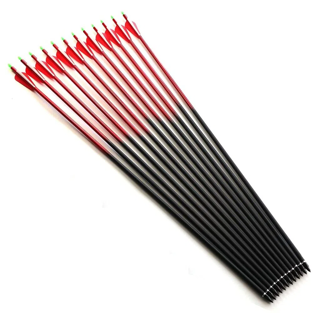 Spine 700 Flèche 29 Pouces Flèche Flèches Carbone Flèche Cible Flèche de Chasse Arc à Poulies Arc Classique Adulte Jeunesse Tir à l’Arc Entraînement 12pcs