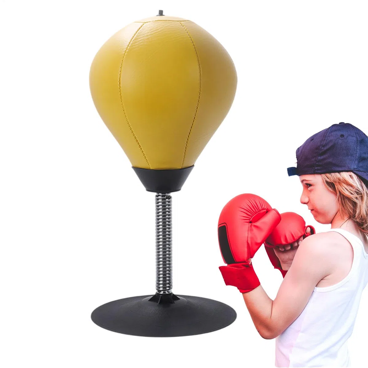Sac de boxe anti-stress, sac de boxe de table | Avec ventouse anti-stress, forte aspiration avec sac de boxe de table avec pompe, pour collègues, amis
