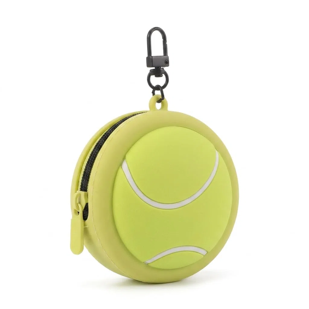 FOMIYES Petit portefeuille en silicone avec fermeture éclair - Porte-monnaie de tennis - Pendentif pour le sport, les voyages et l'école - Étui pour écouteurs résistant à la transpiration et