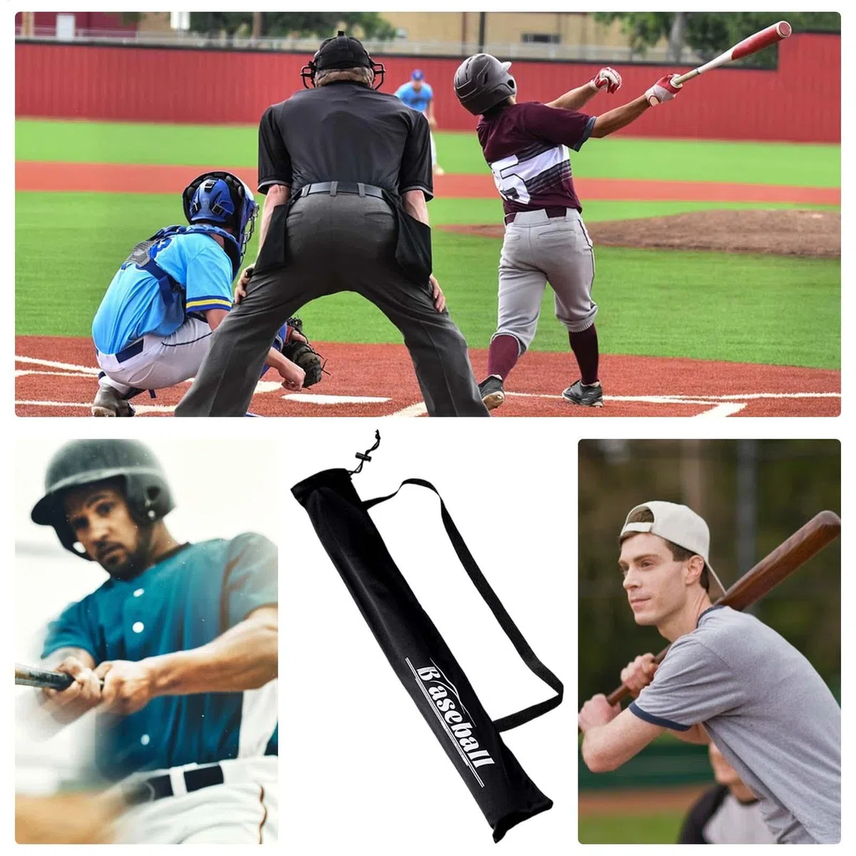 Sacs pour batte de baseball,Sac pour batte de baseball pour voyage,Sac organisateur de batte de baseball pliable - Sac fourre-tout noir avec sangle, sac à bandoulière épais pour débutants, joueur de b