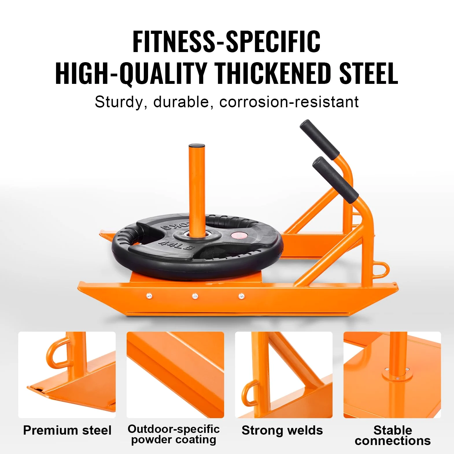 VEVOR Traîneau de Puissance Fitness Poussée et Traction, Traineau de Résistance avec Poignée, Équipement d'Entraînement de Force, Vitesse et Explosivité, en Acier, Convient aux Disques de 25 et 42 mm