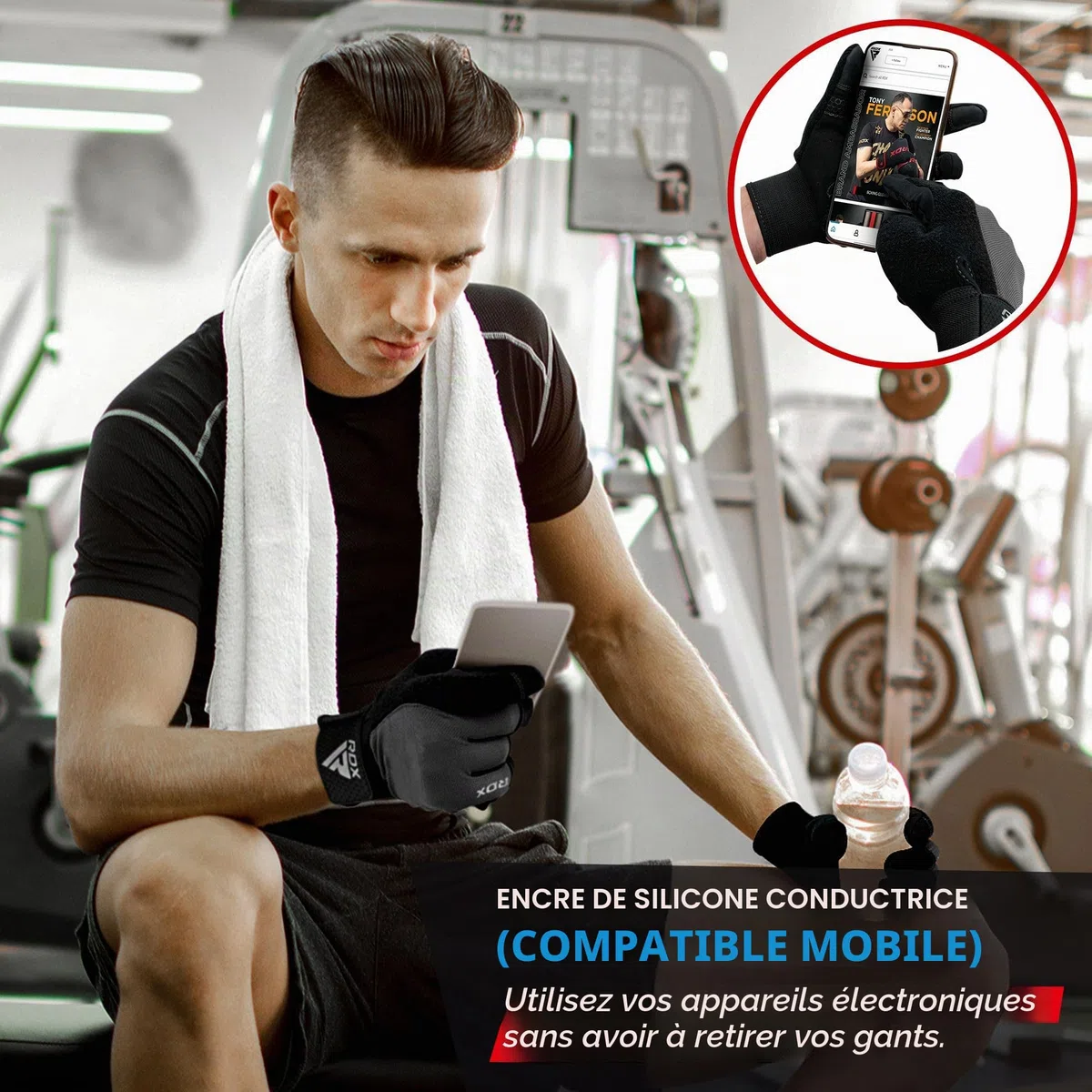 RDX Gants De Musculation Gant Fitness Gymnastique Sport Anti-Dérapant, Protection Paume Adhérence Entrainement Halterophilie Rembourrée Antidérapant Respirant à Écran Tactile Équipement Gym à Domicile