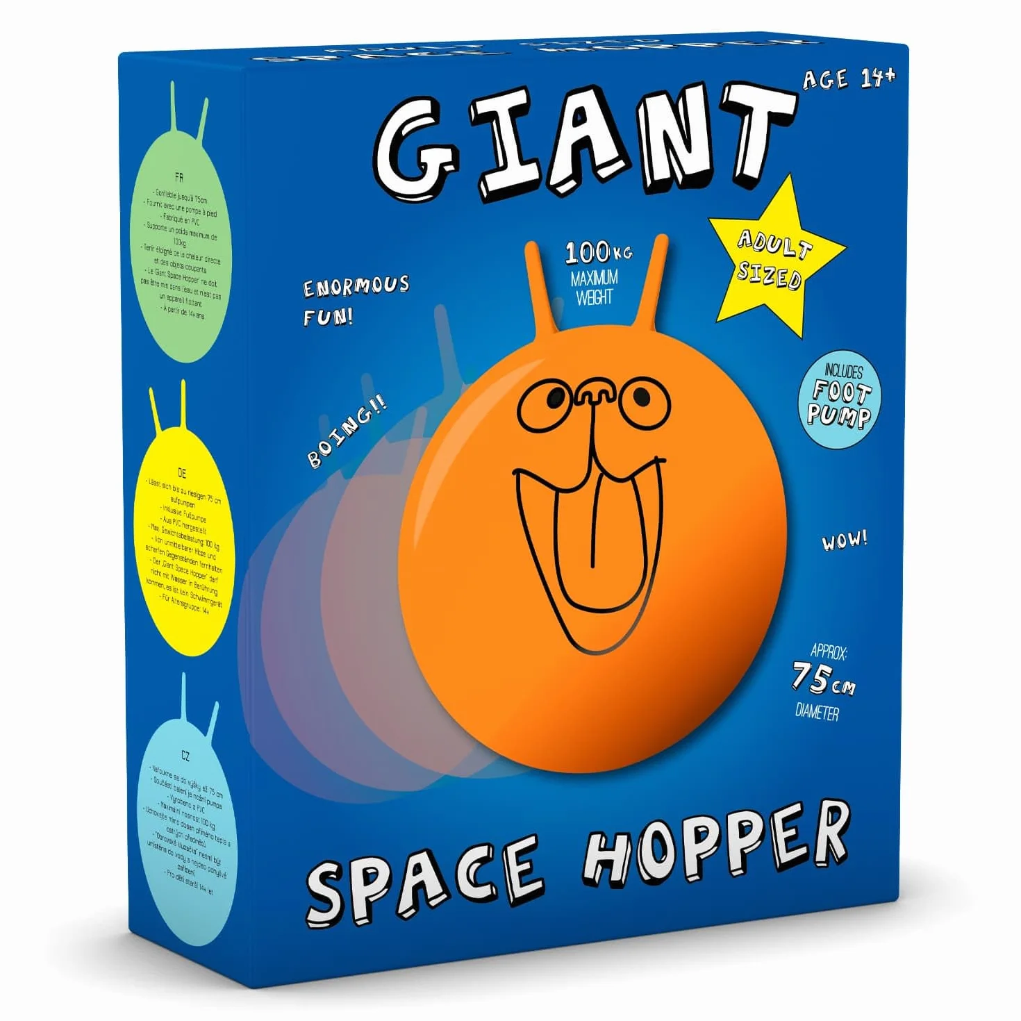 CKB LTD Ballon de Saut Space Hooper Toboggan Spatial Géant pour Adultes – Gonflable Inclut Pompe à Pédale Jusqu'à 100 kg, Extra Grand 75 cm, Orange