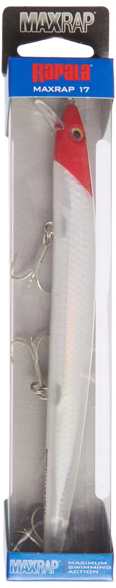 Rapala - Leurre de Pêche MaxRap - Matériel de Pêche avec Construction Plastique - Leurre Pêche en Mer Suspending - Profondeur de Nage 0,3-0,9m - Taille 17cm / 28g - Fabriqué en Estonie, Flake Red Head