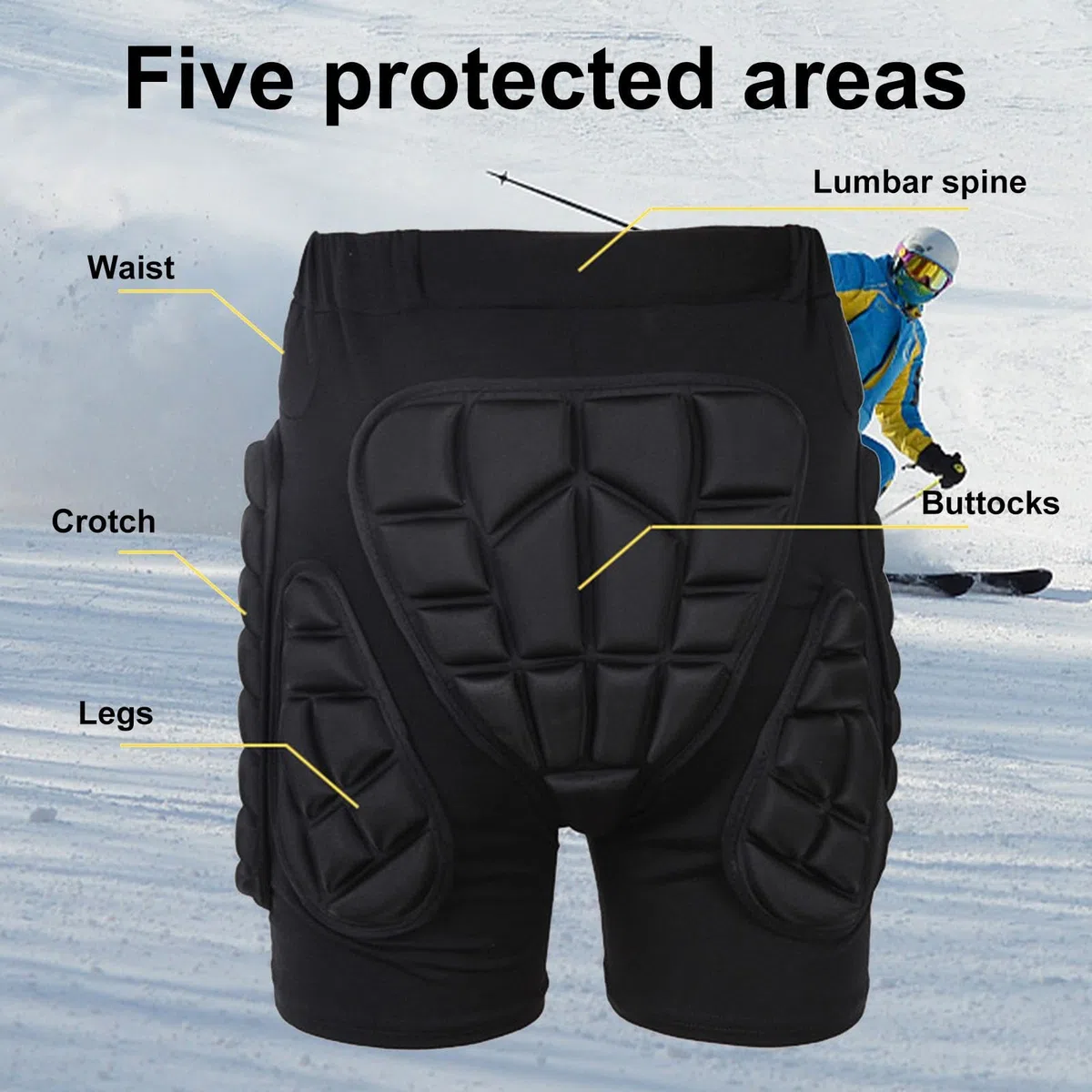 Short de protection rembourré 3D – Pantalon de protection pour coccyx, coussinets de protection respirants pour les hanches, short léger et confortable | Rembourrage durable résistant aux chocs, conce