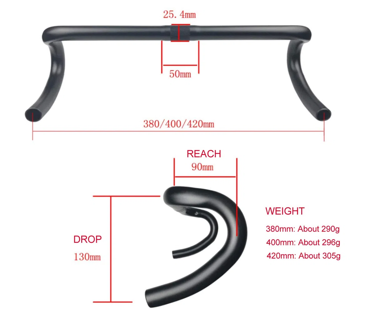 Guidon de Vélos de Route 25.4MM/31.8MM Aluminium Alliage Guidolines de vélo,Goutte Bar Guidon Bent 380/400/420MM