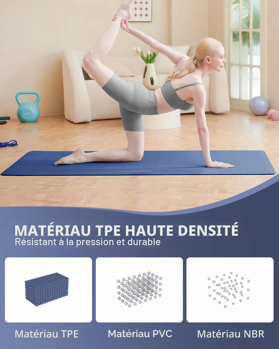 Good Nite Tapis de yoga de gymnastique et de pilates antidérapant pour femme 6 mm d'épaisseur avec sangle de transport TPE 183 x 61 x 0,6 cm