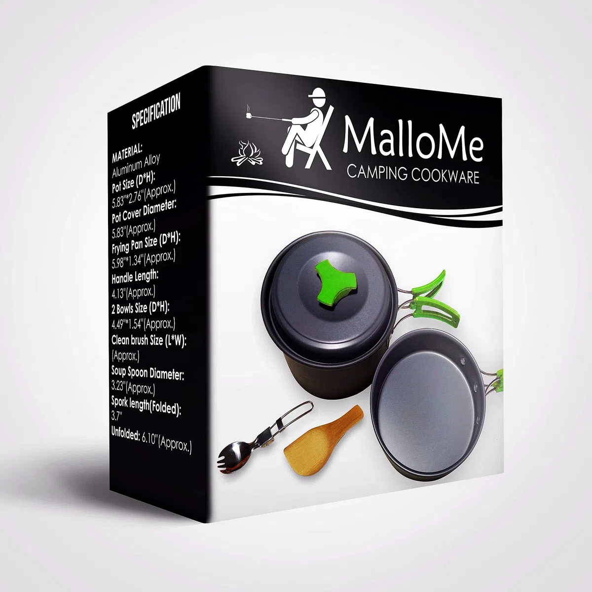 MalloMe Kit de Batterie de Cuisine de Camping pour Équipement de Sac à Dos - Kit de Cuisine de Camping - Réchaud de Camping Portable et Réchaud de Sac à Dos Compatible - Accessoires de Camping
