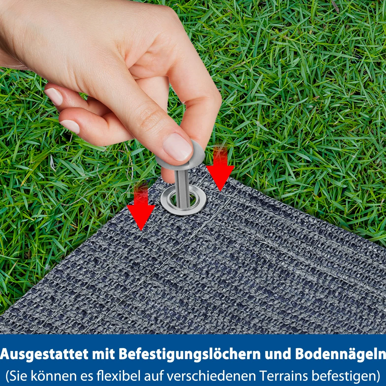 YRHome Tapis de sol pour auvent - En polyéthylène haute densité -pour tente, camping-car, etc. Avec sac de transport - bleu-gris