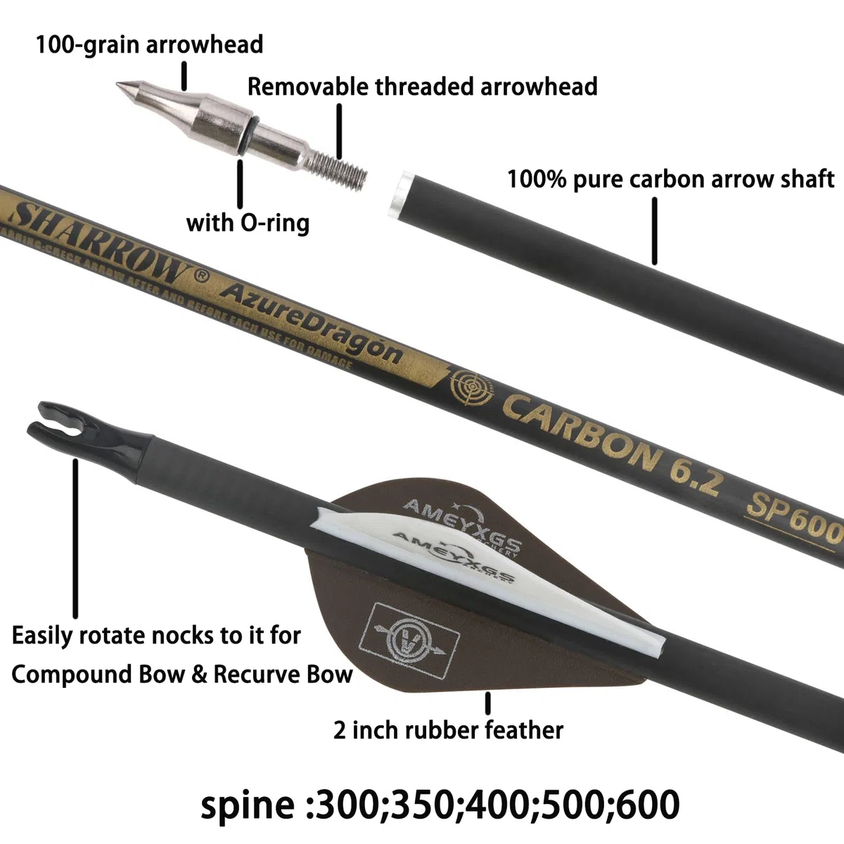 Générique Bogenschießen 100% Pure Carbon Pfeile 32 Zoll Jagd Ziel Praxis Pfeile Spine 300 350 400 500 600 Schießpfeil für Recurvebogen Compoundbogen Langbogen