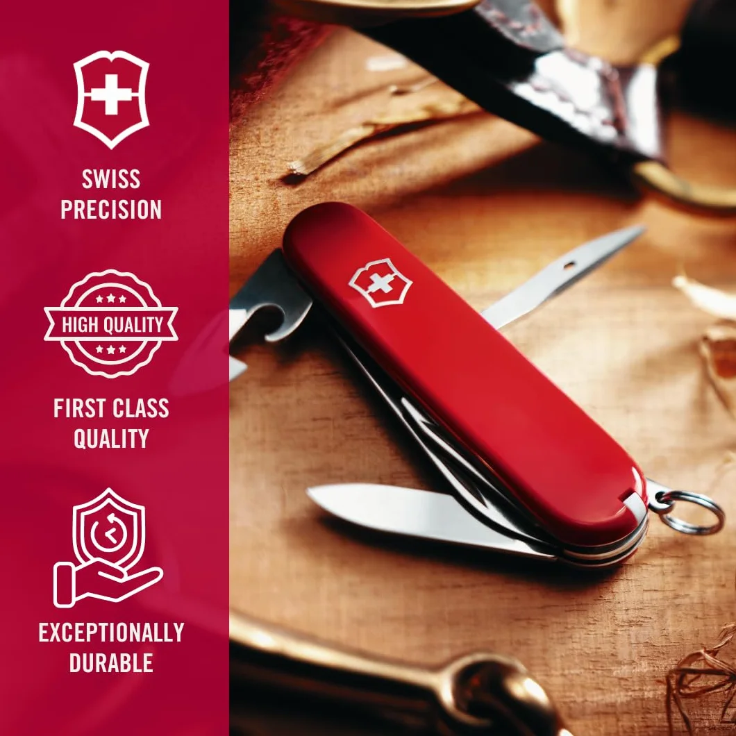 Victorinox Spartan Couteau de Poche Suisse, Léger, Multitool, 12 Fonctions, Lame, Ouvre Boite, Tire Bouchon, Rouge