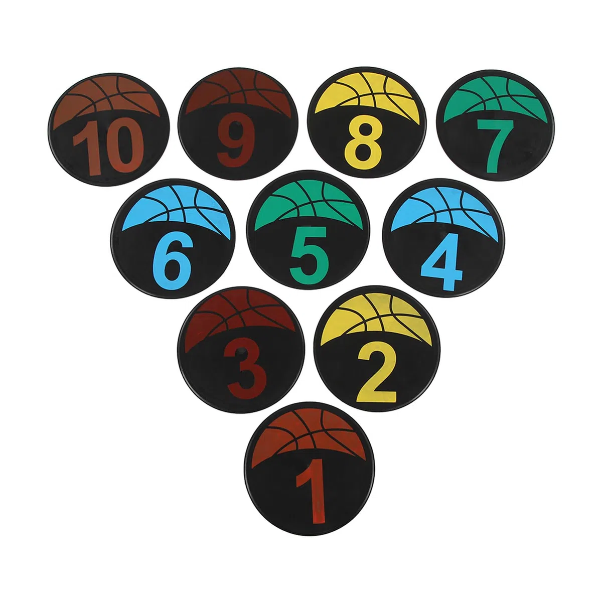 Marqueurs D'entraînement de Basket Ball, 10 Marqueurs de Points Numériques, Grands Points de Sol Ronds et Plats Numérotés de 9 Pouces, Points de Marquage de Cercles Antidérapants avec